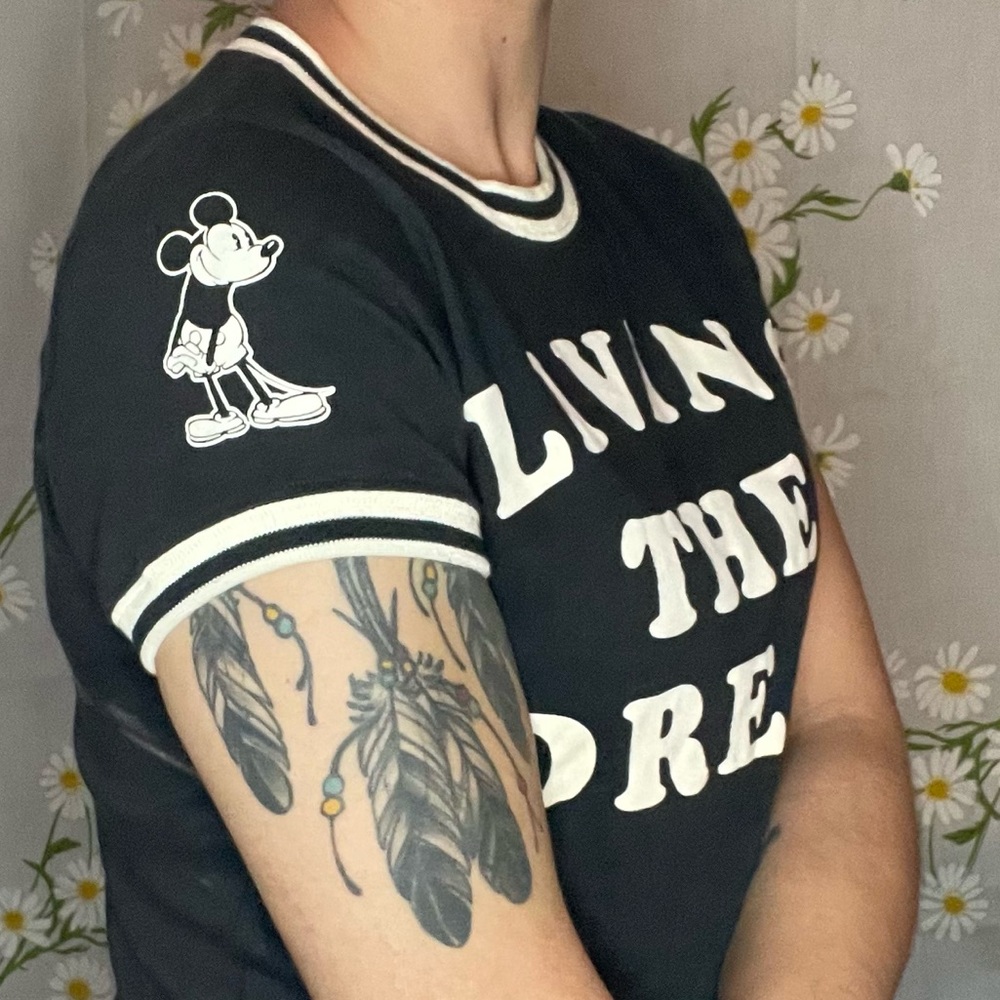 Junk Food Clothing Disney Mickey Mouse living the dream black white graphic tee - Picture 3 of 7